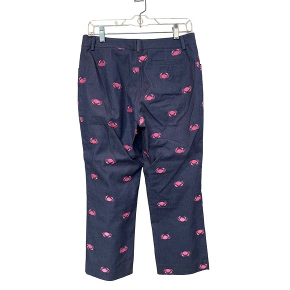 Lilly Pulitzer Blue Pink Embroidered Crabs Pants Cropped Size 4 Preppy Club Golf - Picture 4 of 8